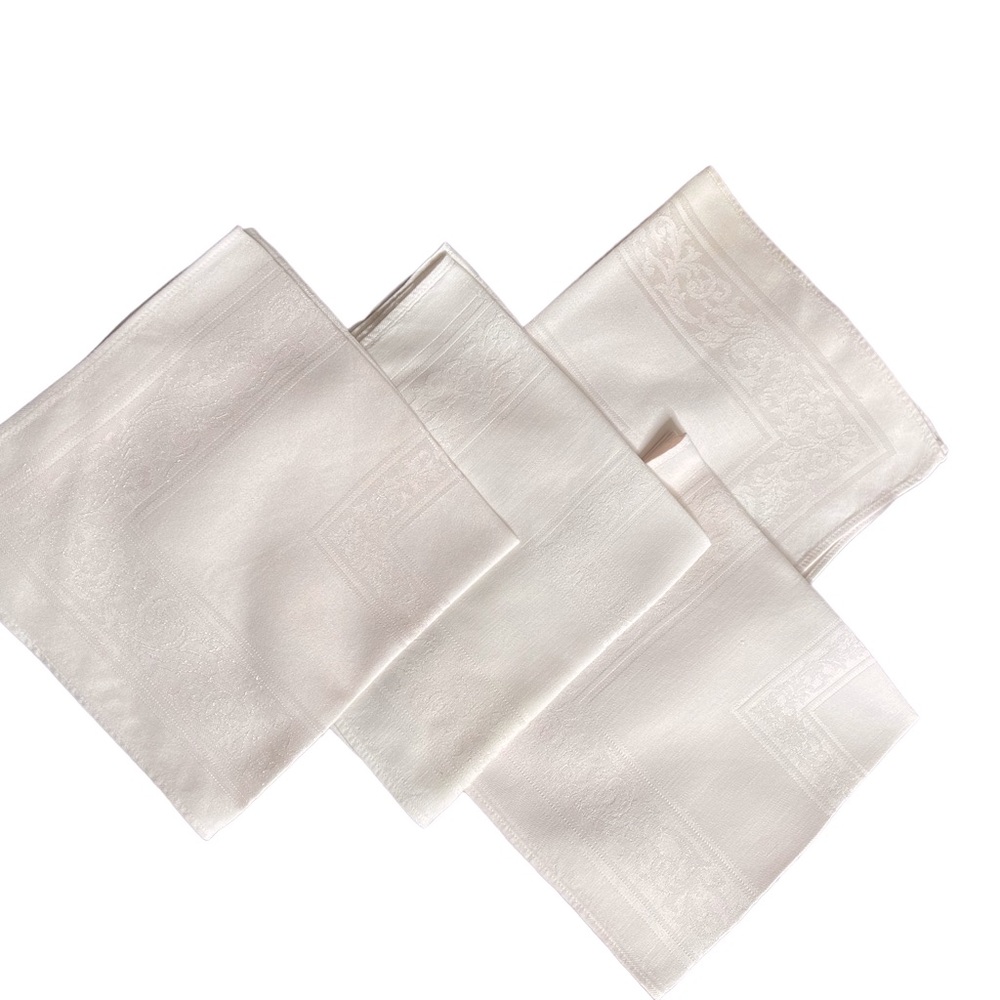 Vintage Set of 4 Blush Pink Jacquard Irish Linen Dinner Napkins